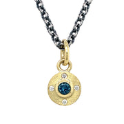 Sterling Silver & Gold Pendant with Montana Sapphire - "Junia"