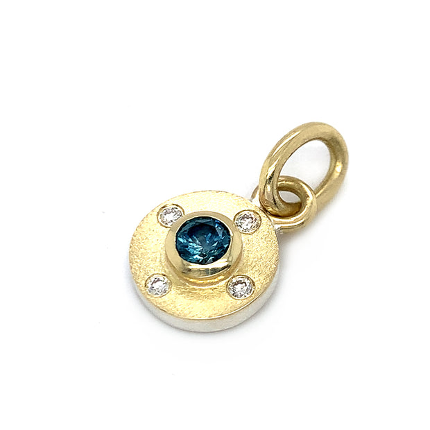 Sterling Silver & Gold Pendant with Montana Sapphire - "Junia"