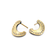 Diamond and Yellow Gold Circular Earrings - "Helios"