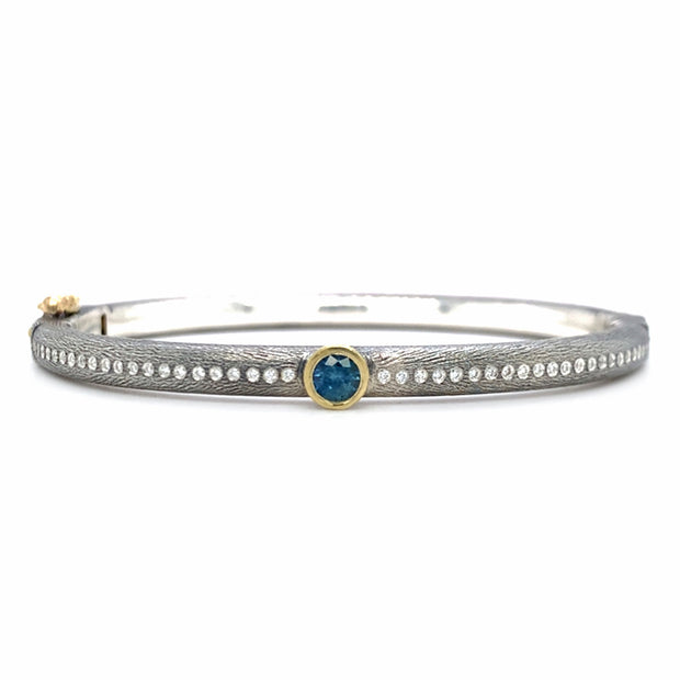 Montana Sapphire & Diamond Bangle Bracelet - "Gypsy Lux"