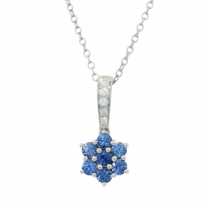 Yogo Sapphire & Diamond Pendant - "Bellflower"