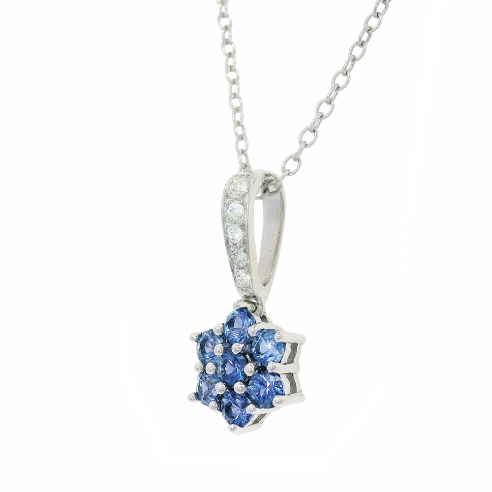 Yogo Sapphire & Diamond Pendant - "Bellflower"