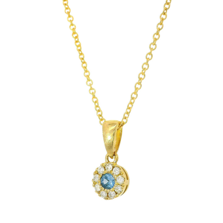 Yogo Sapphire, Diamond & Gold Pendant - "Halo"