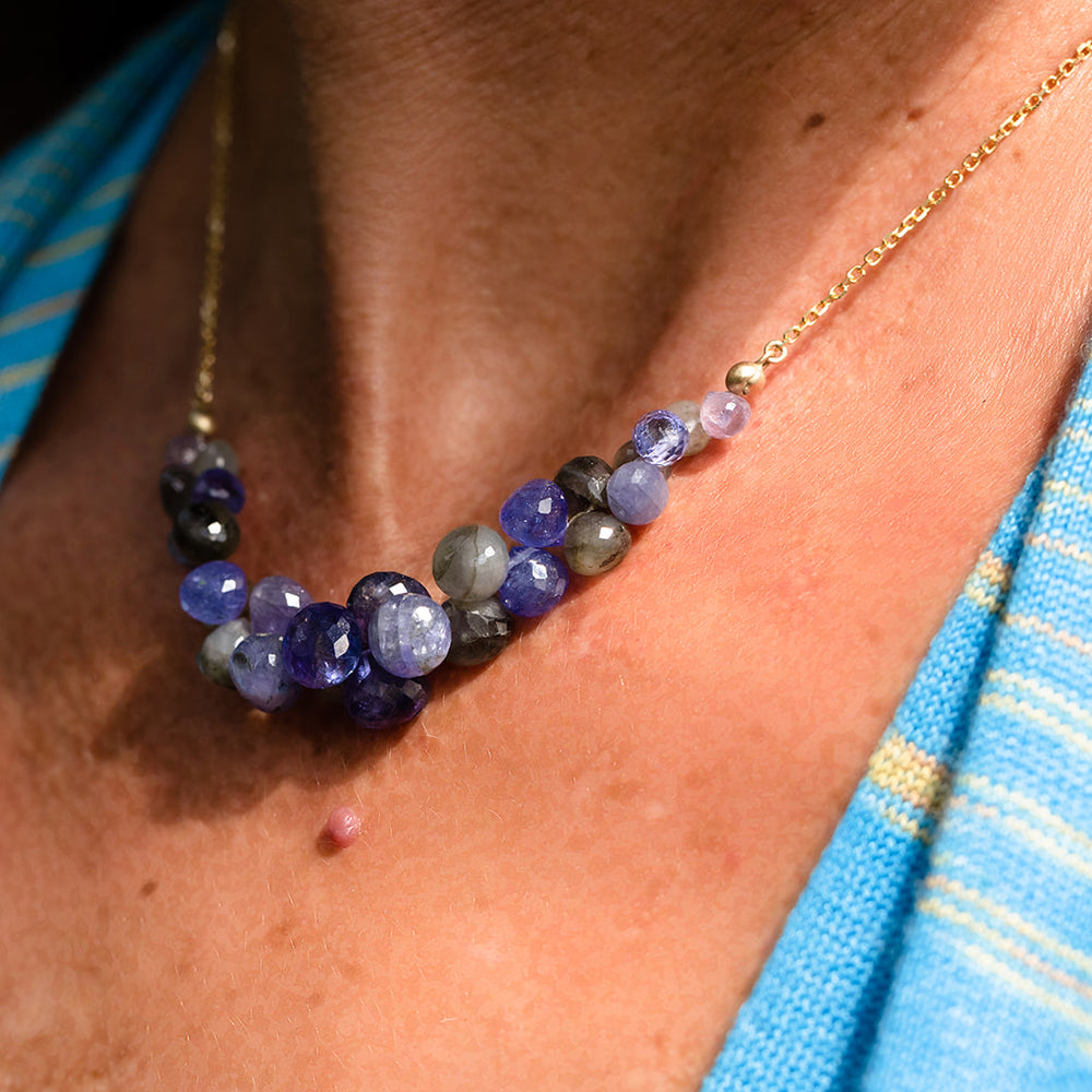 Tanzanite & Labradorite Briolette Necklace - "Caviar Scoop"