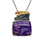 Silver & Gold Vermeil Charoite Pendant - "Pixie Purple"