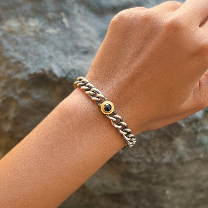 Black Rose Cut Diamond Link Bracelet - "Back in Black"