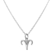 Sterling Silver & Diamond Zodiac Necklace - "Aries"