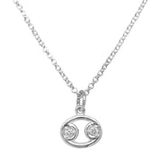 Sterling Silver & Diamond Zodiac Necklace - "Cancer"