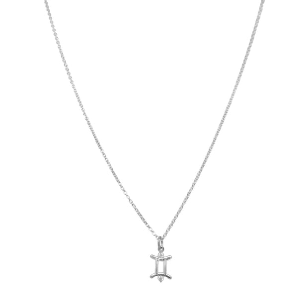 Sterling Silver & Diamond Zodiac Necklace -  "Gemini"