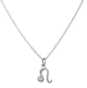 Sterling Silver & Diamond Zodiac Necklace - "Leo"