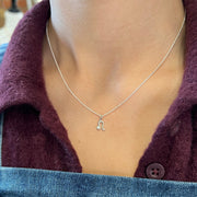 Sterling Silver & Diamond Zodiac Necklace - "Leo"