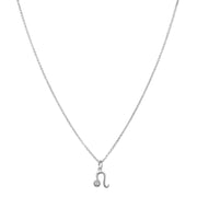 Sterling Silver & Diamond Zodiac Necklace - "Leo"