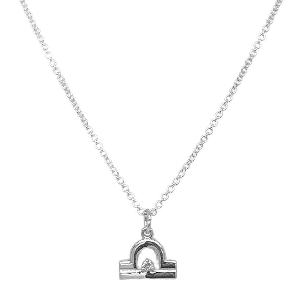 Sterling Silver & Diamond Zodiac Necklace - "Libra"