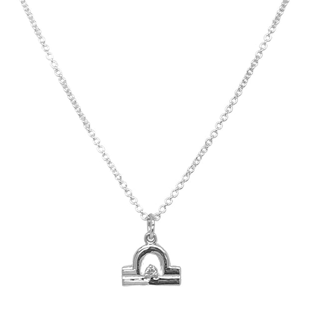 Sterling Silver & Diamond Zodiac Necklace - "Libra"