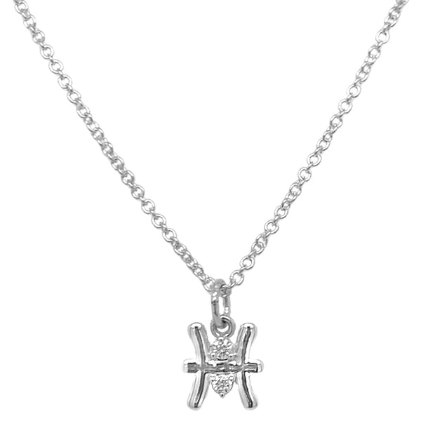 Sterling Silver & Diamond Zodiac Necklace - "Pisces"