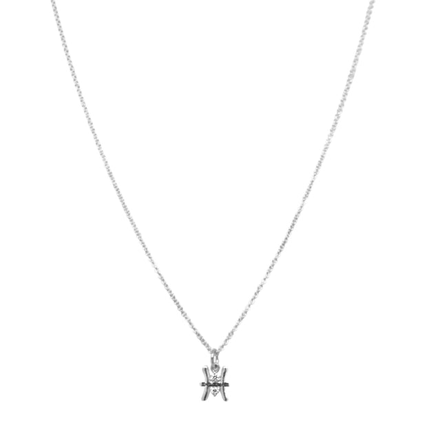 Sterling Silver & Diamond Zodiac Necklace - "Pisces"