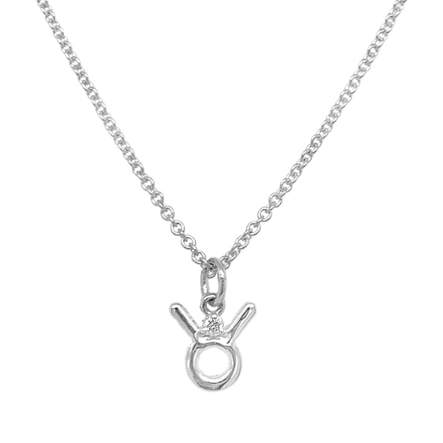 Sterling Silver & Diamond Zodiac Necklace - "Taurus"