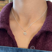 Sterling Silver & Diamond Zodiac Necklace - "Virgo"