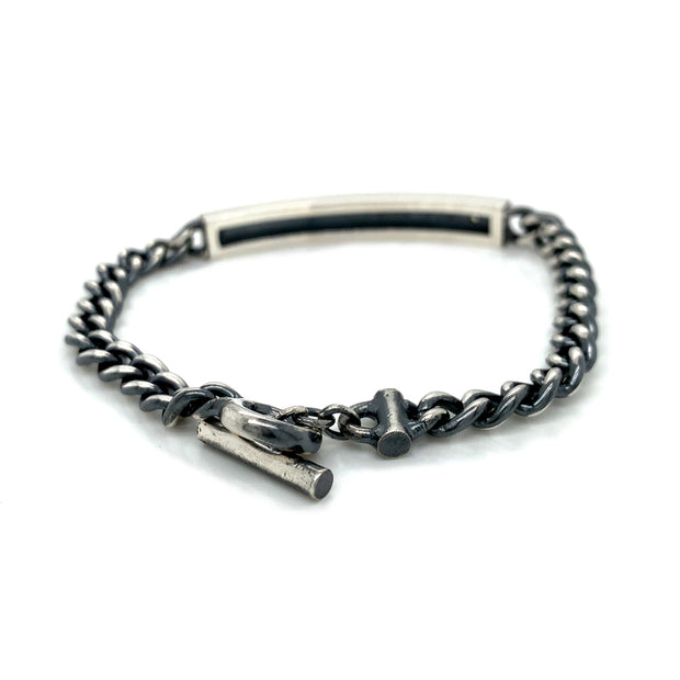 Sterling Silver & Diamond Link Bracelet - "Diana ID"