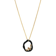 Cognac & White Diamond Blackened Cobalt Chrome Necklace - "Pebble"