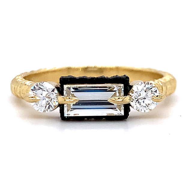 Yellow Gold & Triple Diamond Engagement Ring - "Resonance"