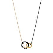 Yellow Gold & Cobalt Chrome Link Necklace - "Double Pebble"