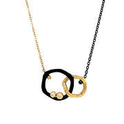 Yellow Gold & Cobalt Chrome Link Necklace - "Double Pebble"