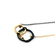 Yellow Gold & Cobalt Chrome Link Necklace - "Double Pebble"