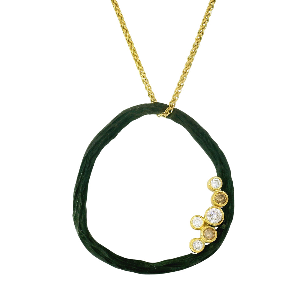 Gold & Cobalt Chrome Diamond Necklace - "Pebble Beach"