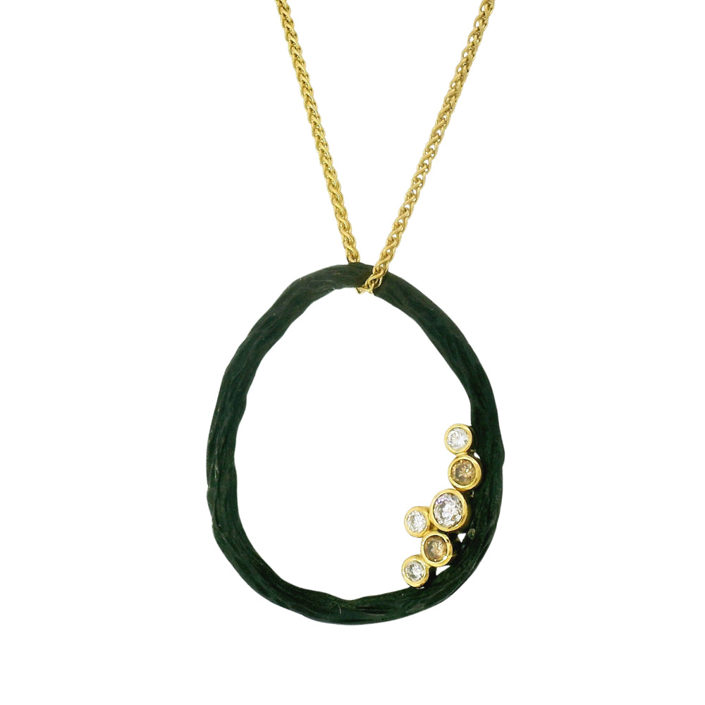 Gold & Cobalt Chrome Diamond Necklace - "Pebble Beach"