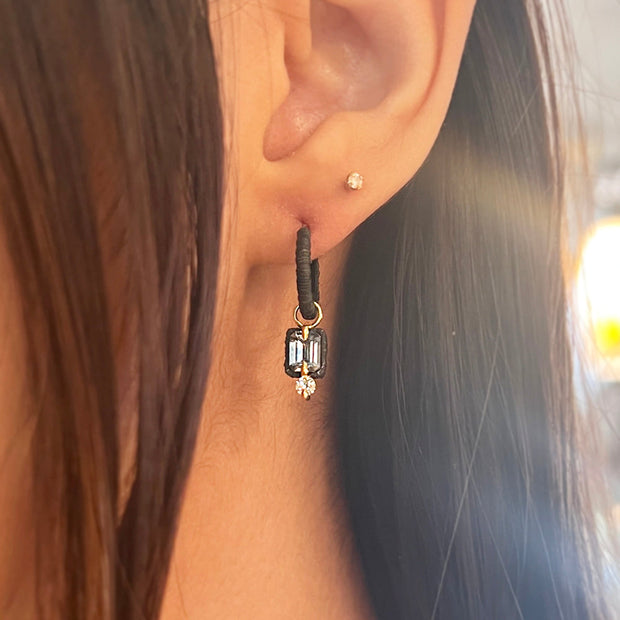 Blue Montana Sapphire Charms & Cobalt Chrome Hoop Earrings