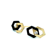 Diamond & Blackened Cobalt Chrome Studs - "Interlocking Hex"