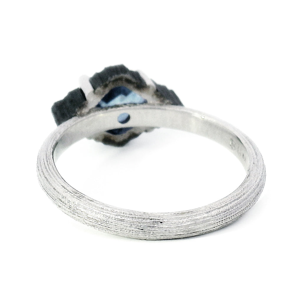 Montana Sapphire, Platinum & Cobalt Ring - "Scallop"