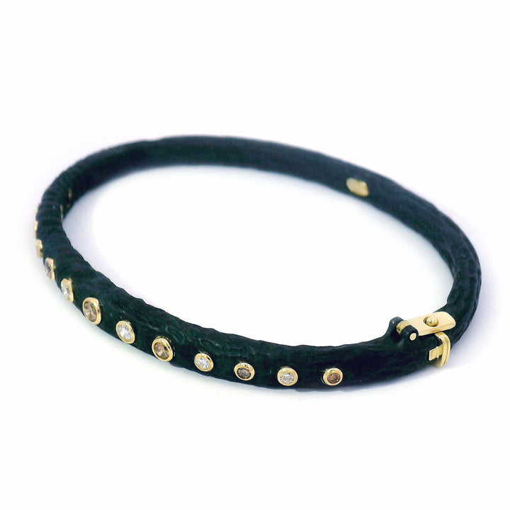 Diamond, Cobalt Chrome & Gold Hinged Cuff - "Alayna"