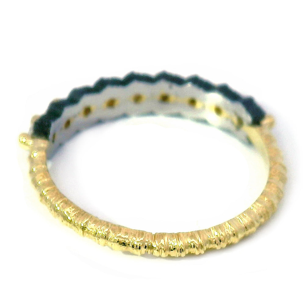 Yellow Gold, Chrome & Diamond Ring - "Scallop"