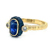 Montana Sapphire & Diamond Ring - "Peacock Chroma"