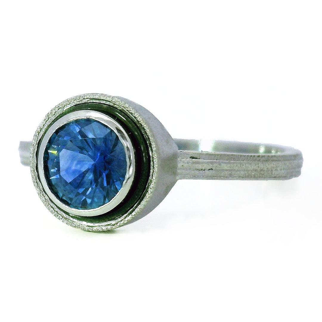 Montana Sapphire, Platinum & Cobalt Chrome Ring - "Paramount"