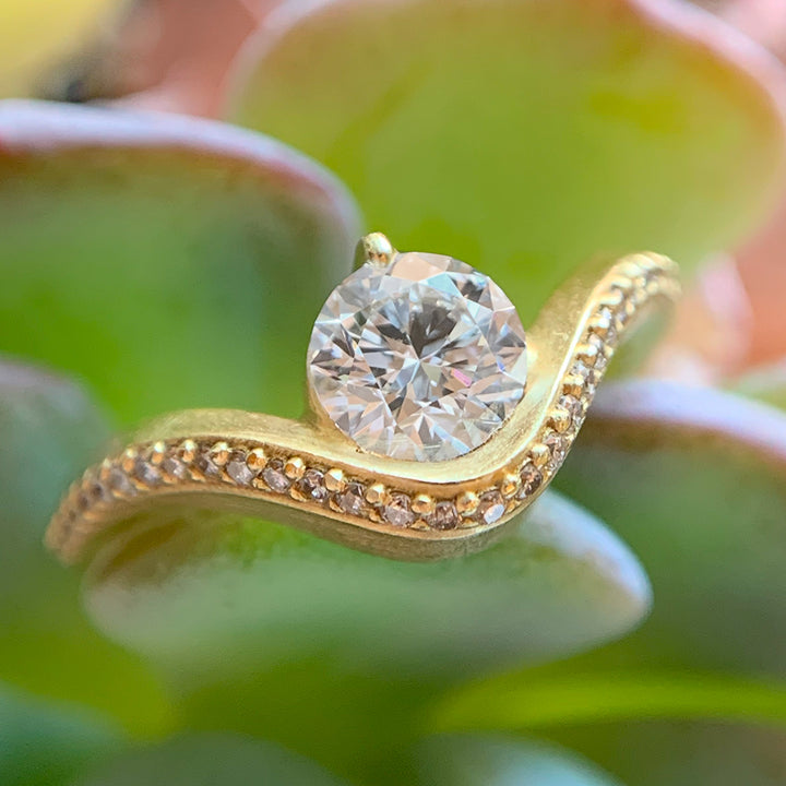 Lab Grown & Natural Diamond Ring - "Graceful Arc"