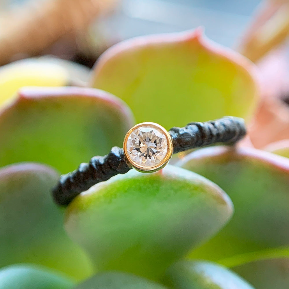 Oxidized Cobalt Chrome Diamond Stacking Ring - "Pebble"