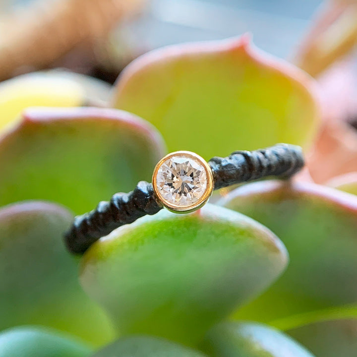 Oxidized Cobalt Chrome Diamond Stacking Ring - "Pebble"
