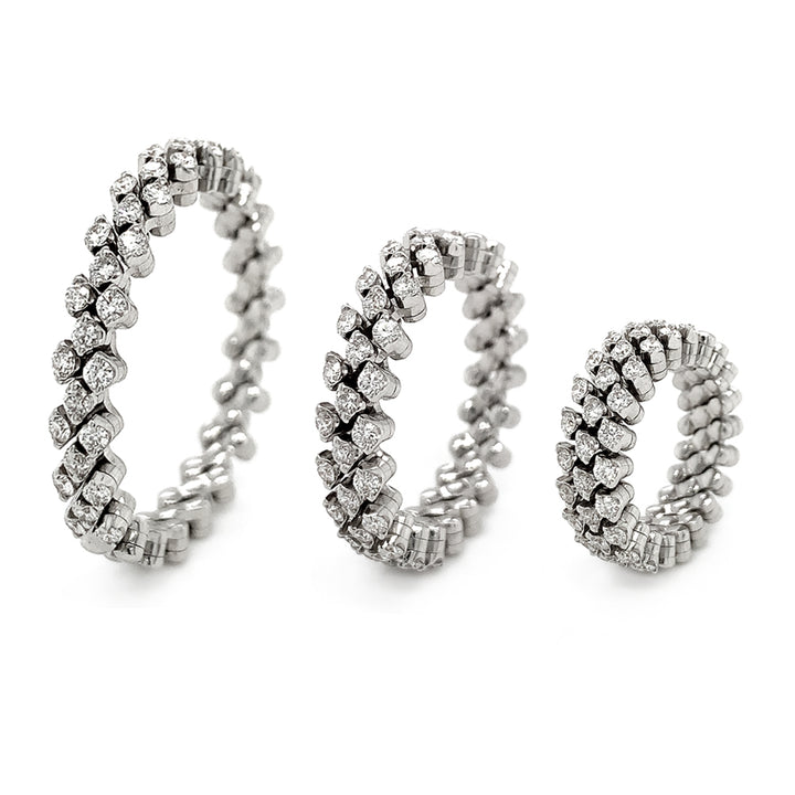 18K White Gold Three Row Expandable Brevetto Diamond Ring
