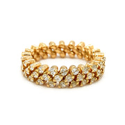 18K Yellow Gold Three Row Expandable Brevetto Diamond Ring