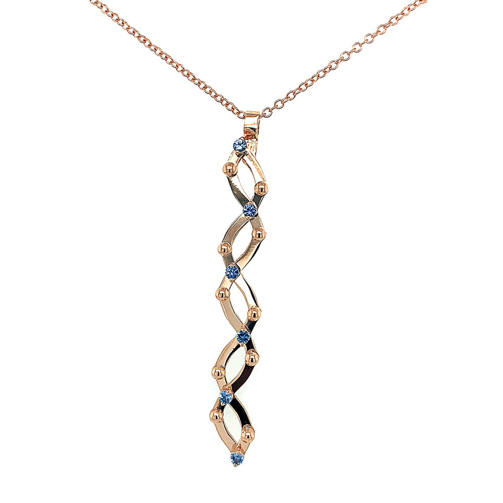 Yogo Sapphire & Rose Gold Expandable Pendant - "Brevetto"