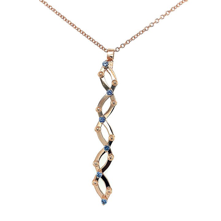 Yogo Sapphire & Rose Gold Expandable Pendant - "Brevetto"