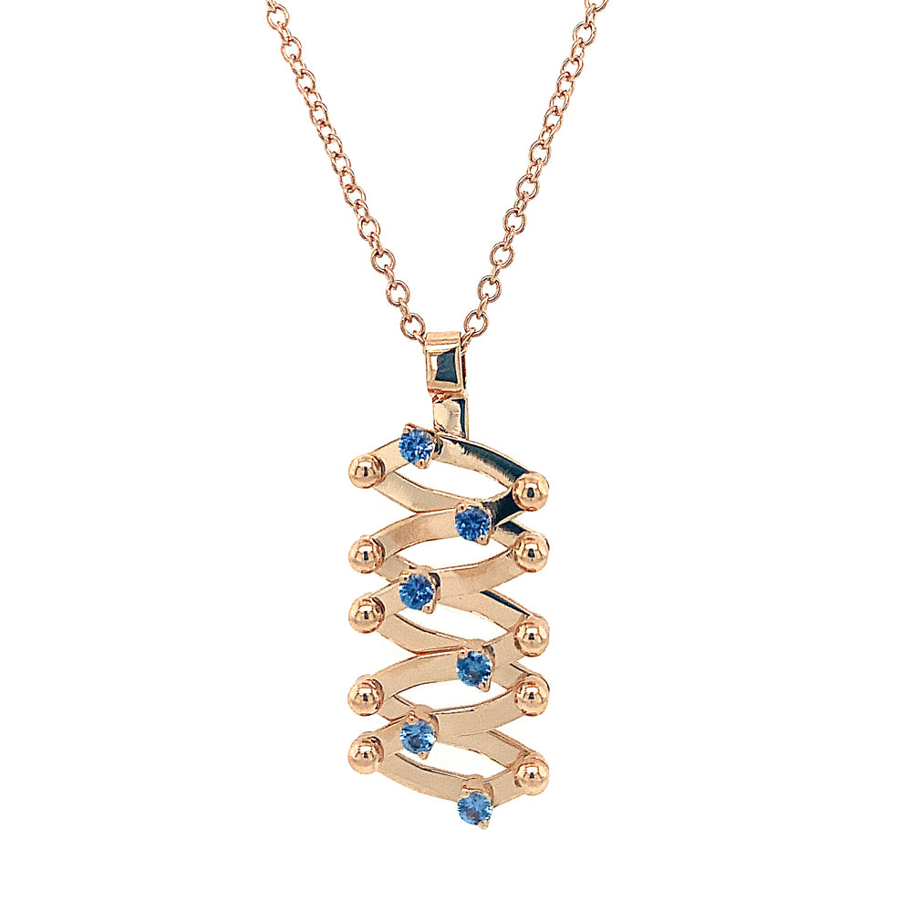 Yogo Sapphire & Rose Gold Expandable Pendant - "Brevetto"
