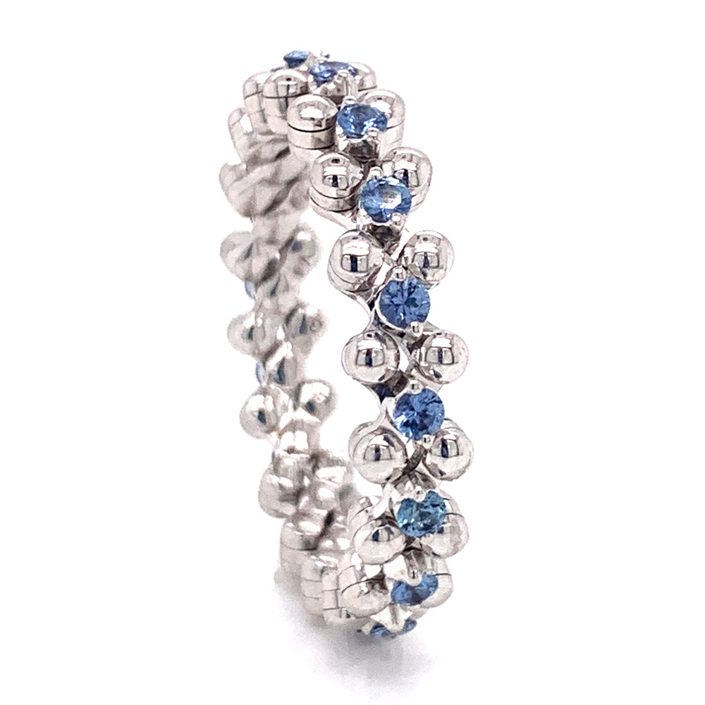 Exclusive Montana Yogo Sapphire & 18K White Gold Single Row Expandable Ring