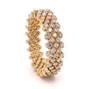 18K Yellow Gold Five Row Expandable Brevetto Diamond Ring