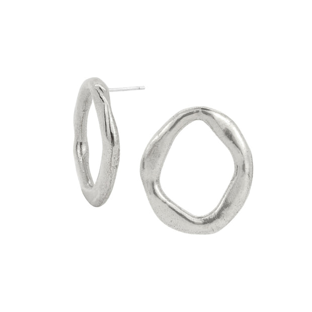 Large Sterling Silver Stud Earrings - "Maji"