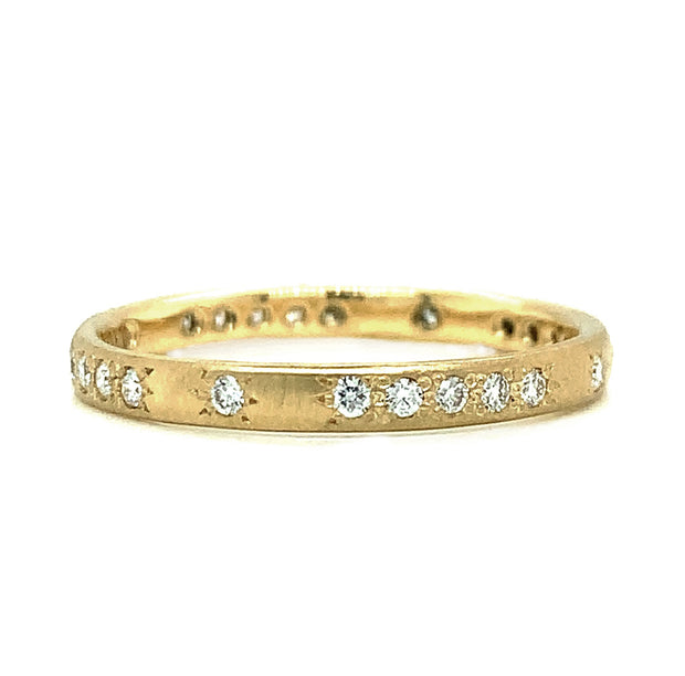 Diamond & Yellow Gold Patterned Band - "Memories Thin"