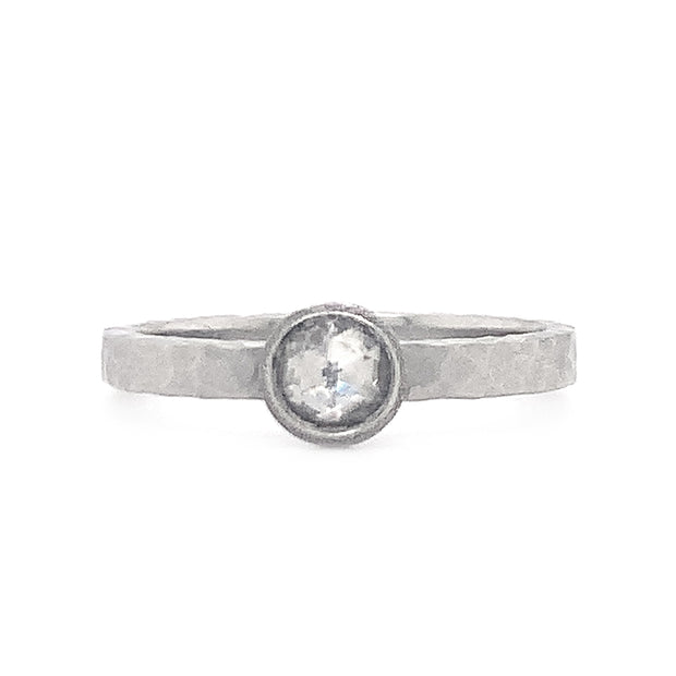 Rose Cut Diamond & Platinum Ring - "Bright Side of the Moon"